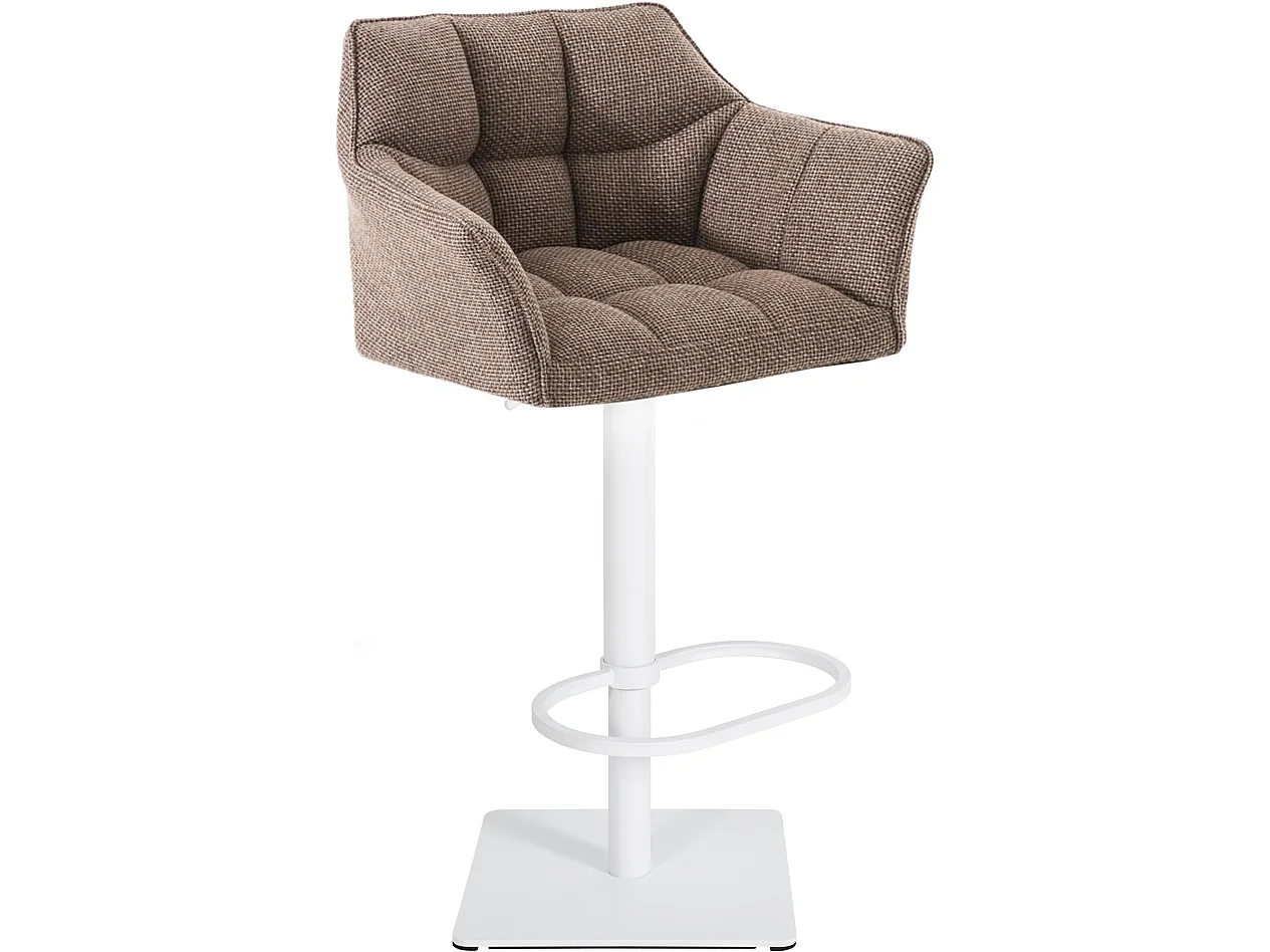 Tabouret de bar - Tissu & Blanc - Marron terre - Damaso