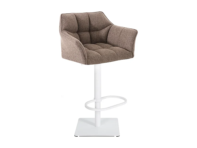 Tabouret de bar - Tissu & Blanc - Marron terre - Damaso