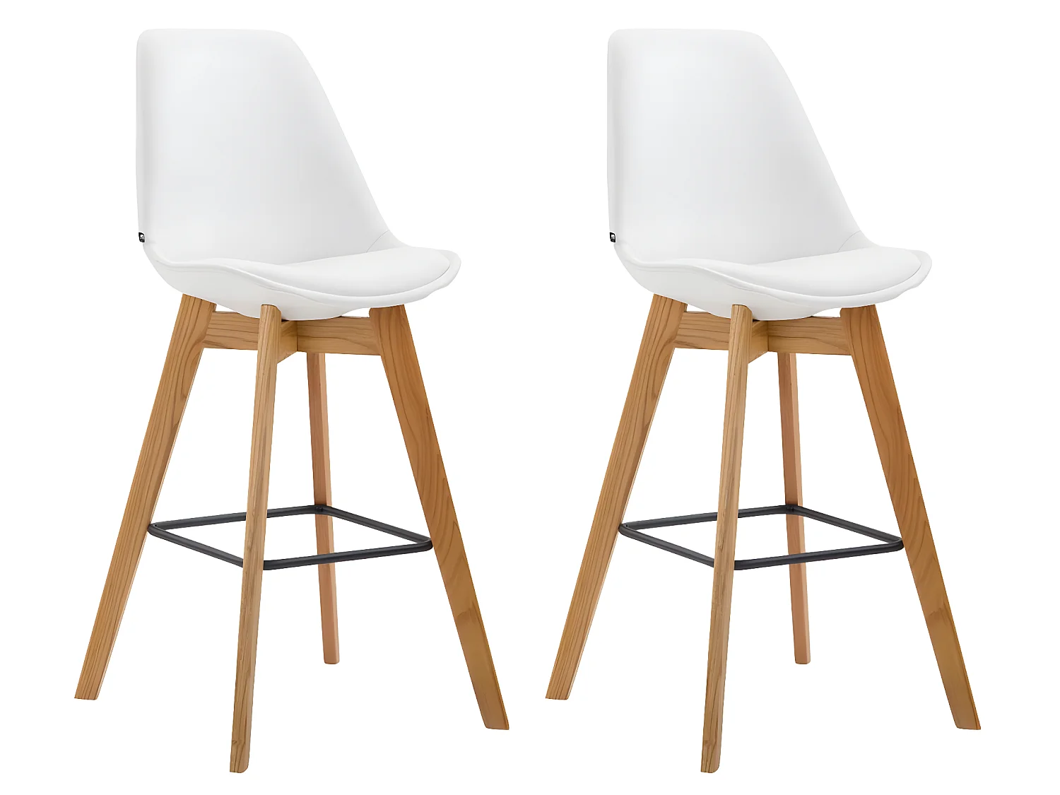 Lot de 2  Tabouret de bar - Similicuir & Bois - Blanc - Metz