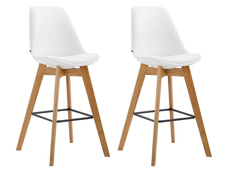 Set van 2  Barkruk - Kunstleer & Hout - wit - Metz