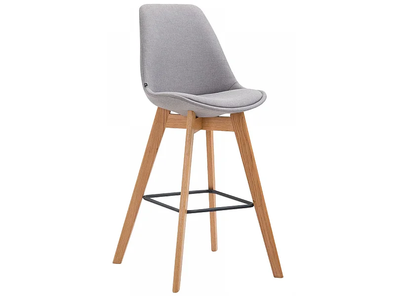 Tabouret de bar - Tissu & Bois - Gris - Metz