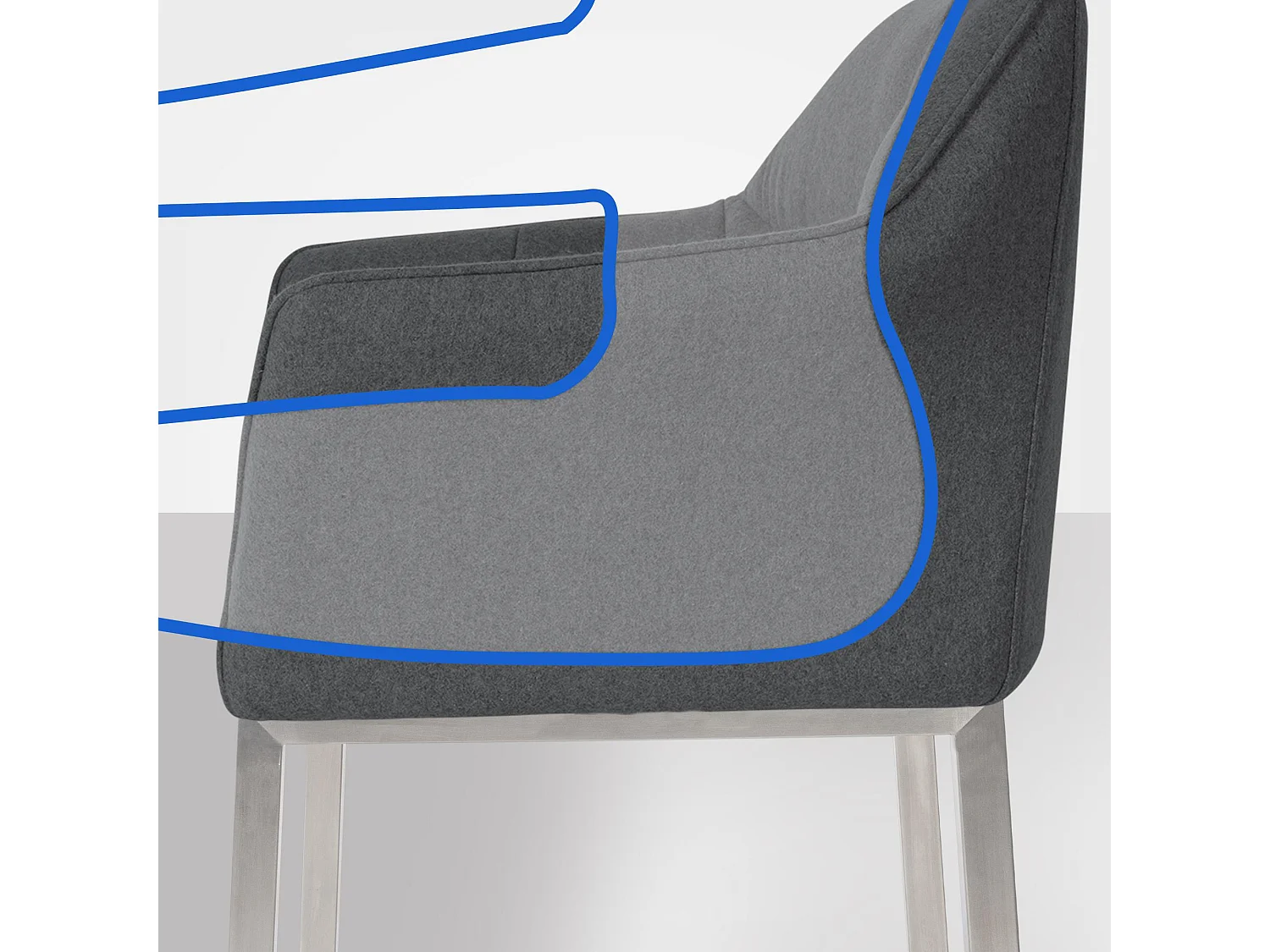 Tabouret de bar - Feutrine & Acier inoxydable - Anthracite - Damaso