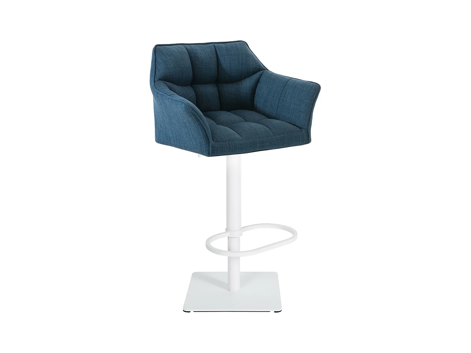 Tabouret de bar - Tissu & Blanc - Bleu - Damaso