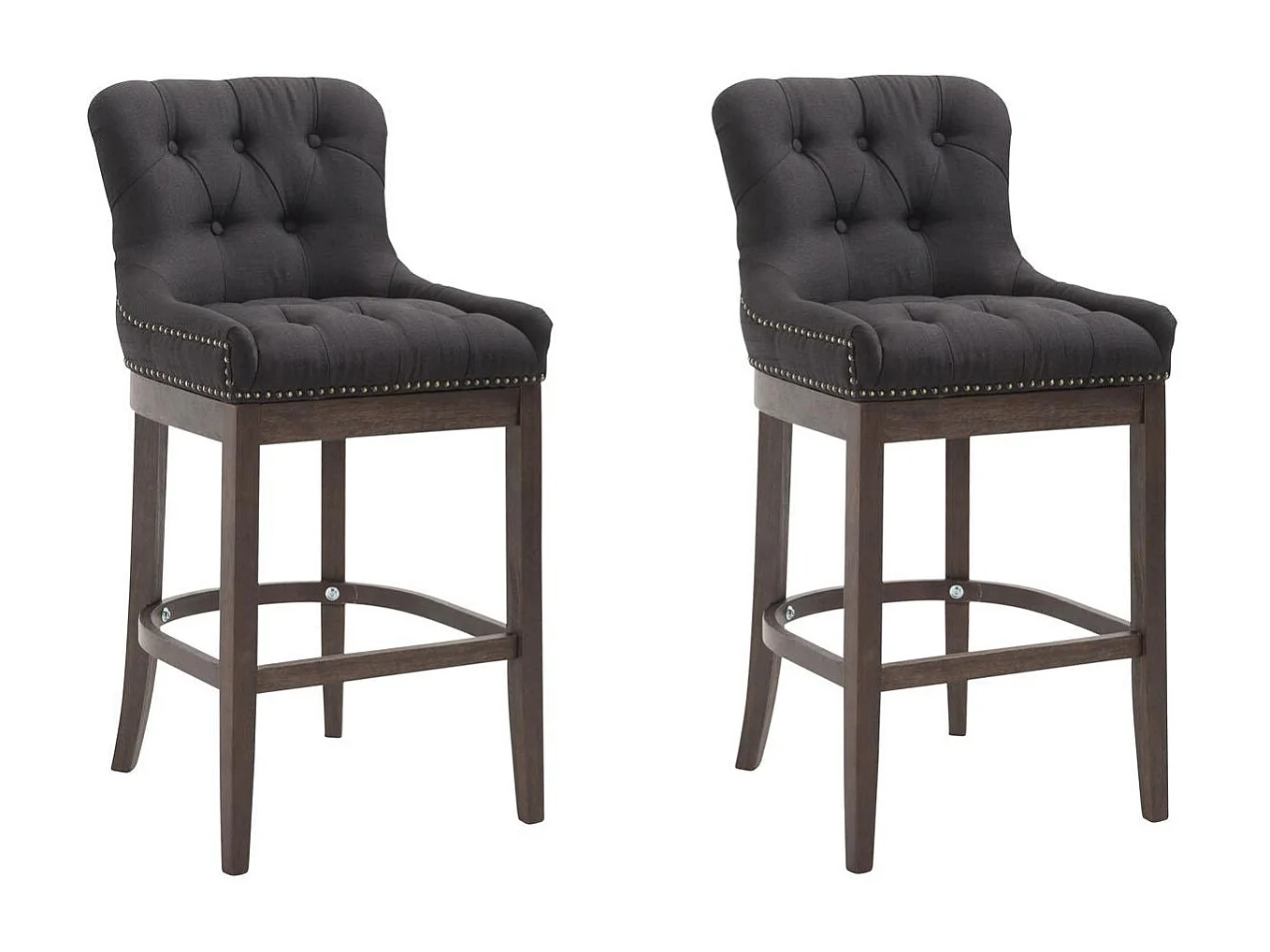 Lot de 2  Tabouret de bar - Tissu & Antique - Noir - Lakewood