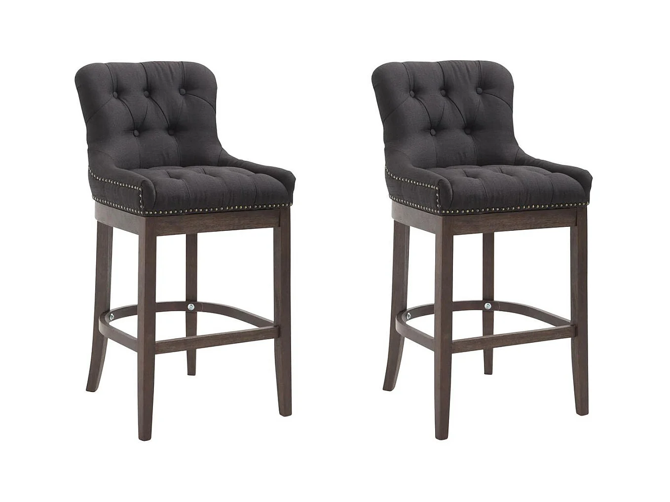 Lot de 2  Tabouret de bar - Tissu & Antique - Noir - Lakewood