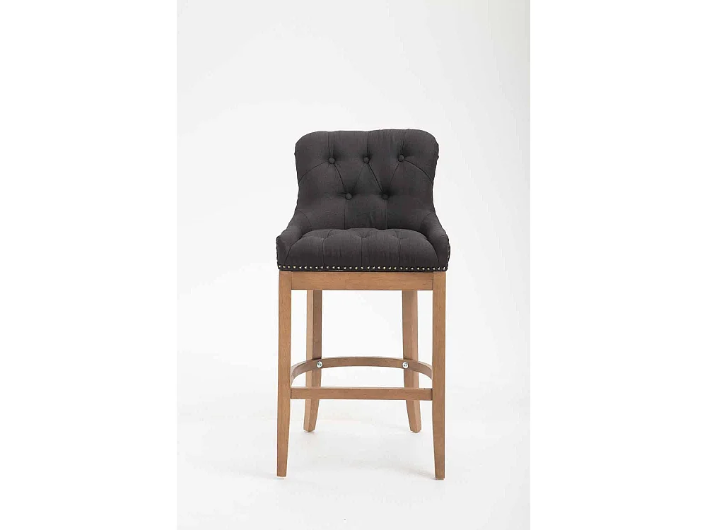 Lot de 2 Tabouret de bar - Tissu & Bois - Noir - Lakewood