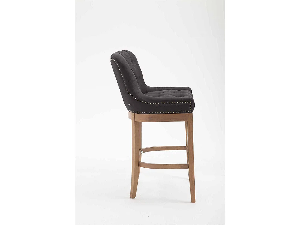 Lot de 2 Tabouret de bar - Tissu & Bois - Noir - Lakewood