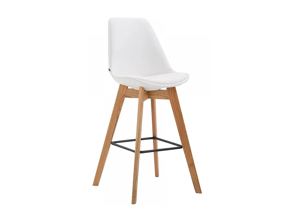 Tabouret de bar - Similicuir & Bois - Blanc - Metz