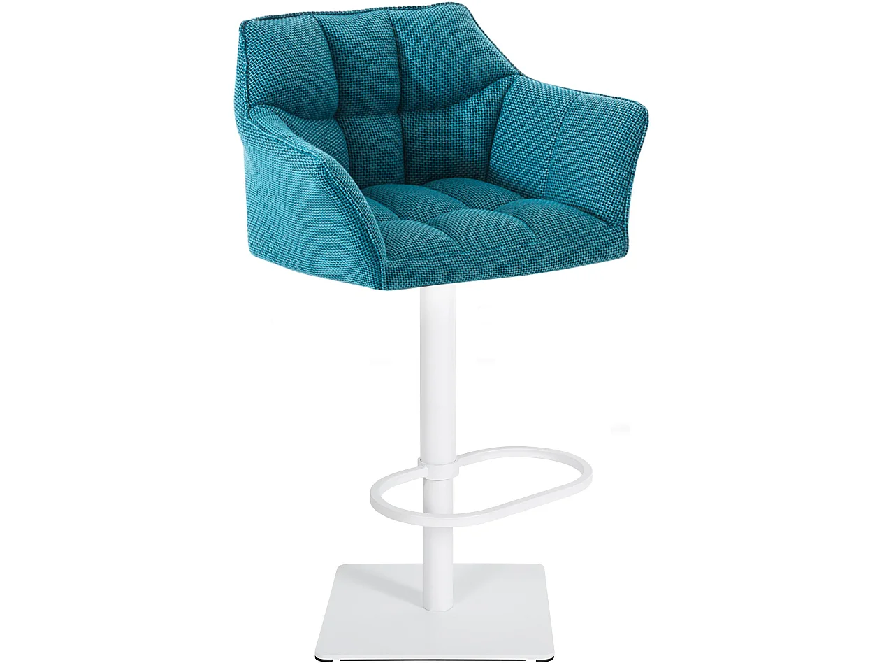 Tabouret de bar - Tissu & Blanc - Turquoise - Damaso