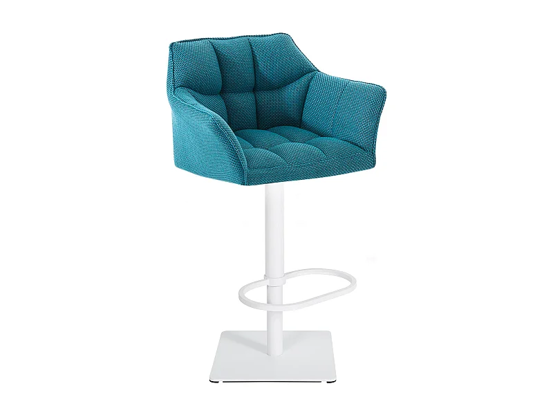 Tabouret de bar - Tissu & Blanc - Turquoise - Damaso