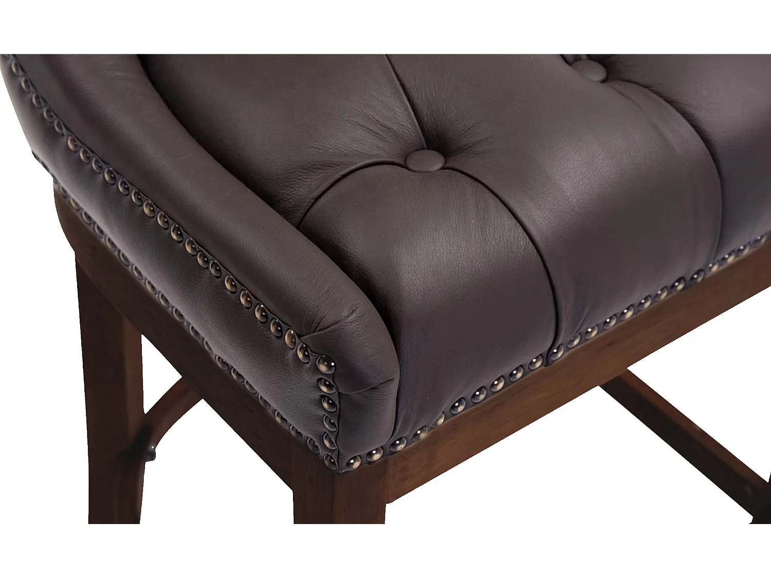 Tabouret de bar - Véritable cuir & Bois - Marron - Lakewood