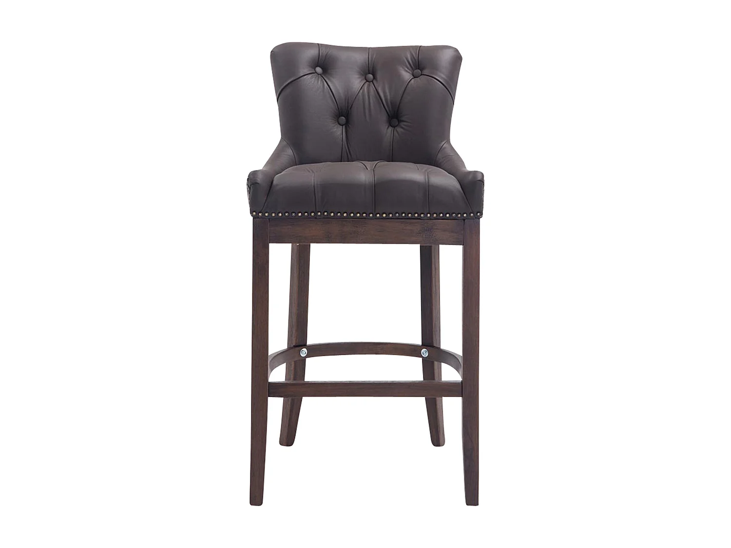 Tabouret de bar - Véritable cuir & Bois - Marron - Lakewood