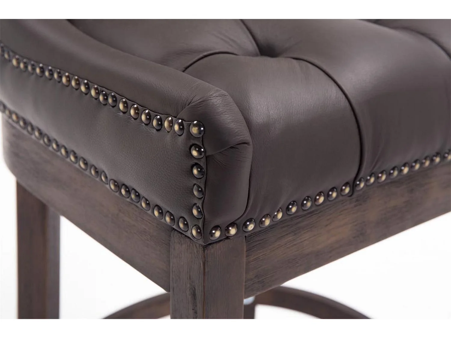 Tabouret de bar - Véritable cuir & Bois - Marron - Lakewood