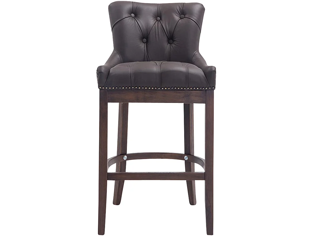 Tabouret de bar - Véritable cuir & Acier inoxydable - Marron - Lakewood
