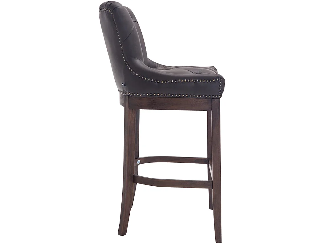 Tabouret de bar - Véritable cuir & Acier inoxydable - Marron - Lakewood