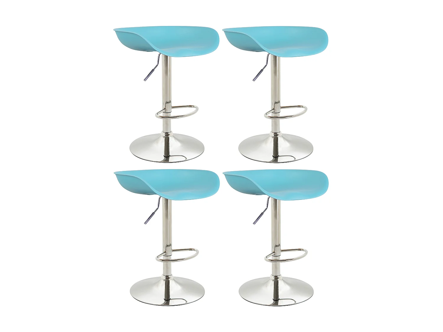 Lot de 4  Tabouret de bar - Plastique & Métal - Bleu - Anaheim