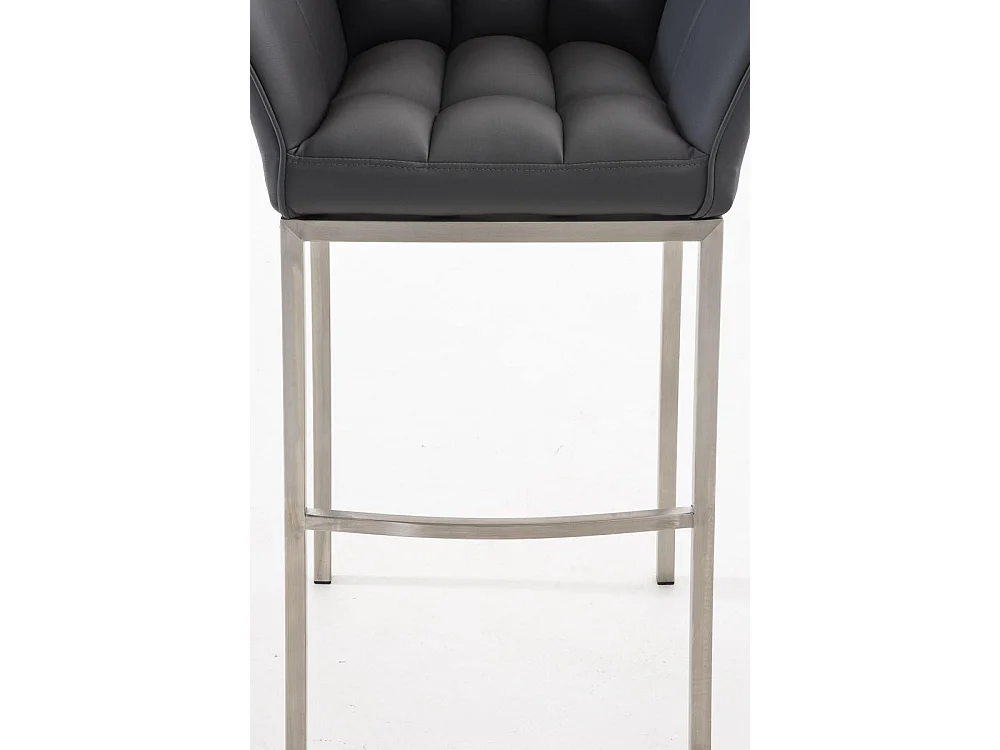 Lot de 2  Tabouret de bar - Similicuir & Acier inoxydable - Gris - DAMASO