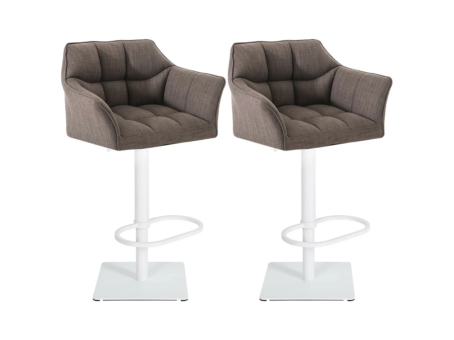 Lot de 2  Tabouret de bar - Tissu & Blanc - Gris - Damaso
