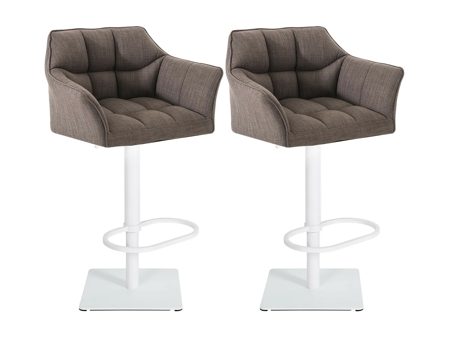 Lot de 2  Tabouret de bar - Tissu & Blanc - Gris - Damaso