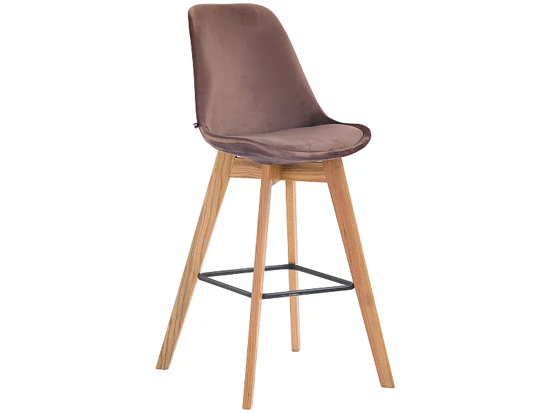 Tabouret de bar - Velours & Bois - Marron - Metz