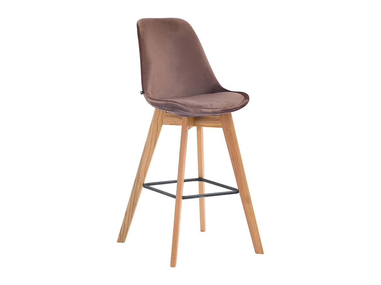 Tabouret de bar - Velours & Bois - Marron - Metz