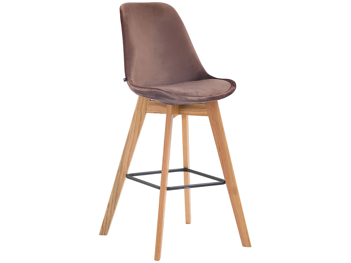 Tabouret de bar - Velours & Bois - Marron - Metz