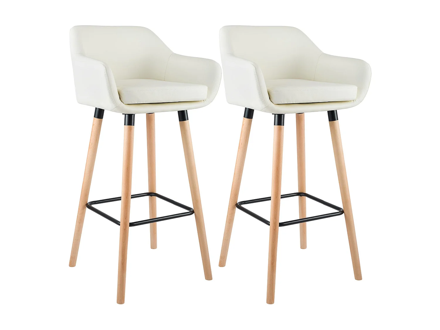 Lot de 2  Tabouret de bar - Similicuir - Crème - Grant