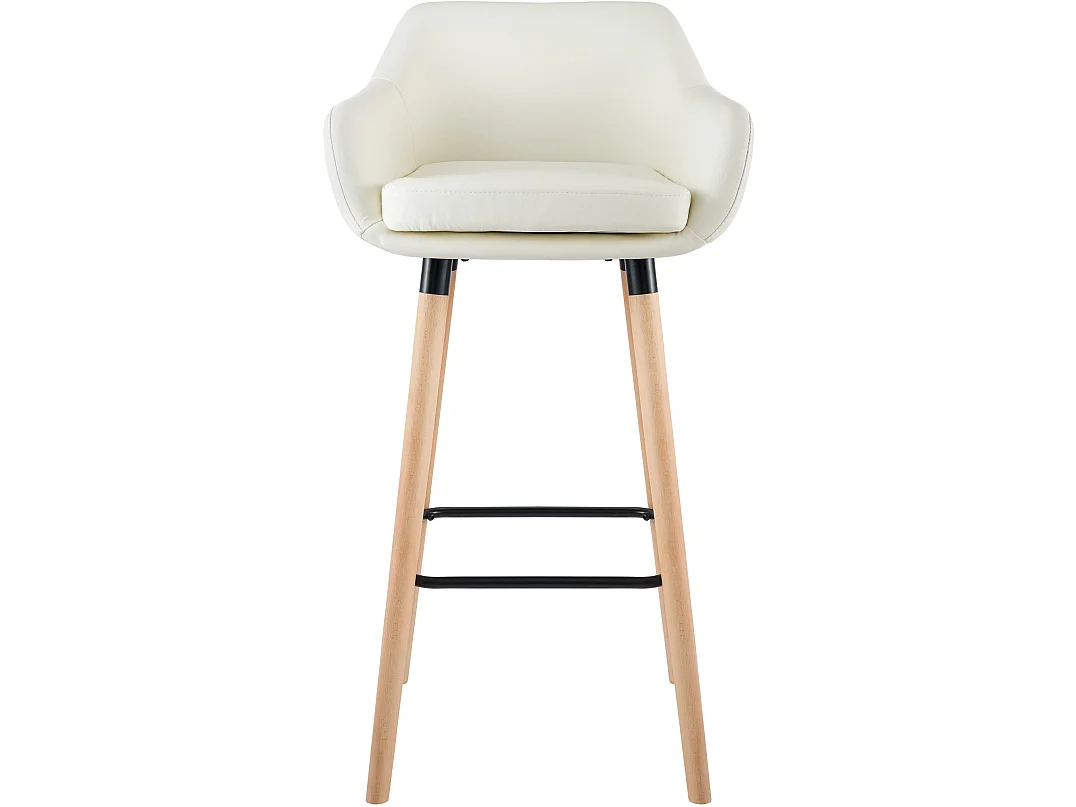 Lot de 2  Tabouret de bar - Similicuir & Antique clair - Crème - Grant
