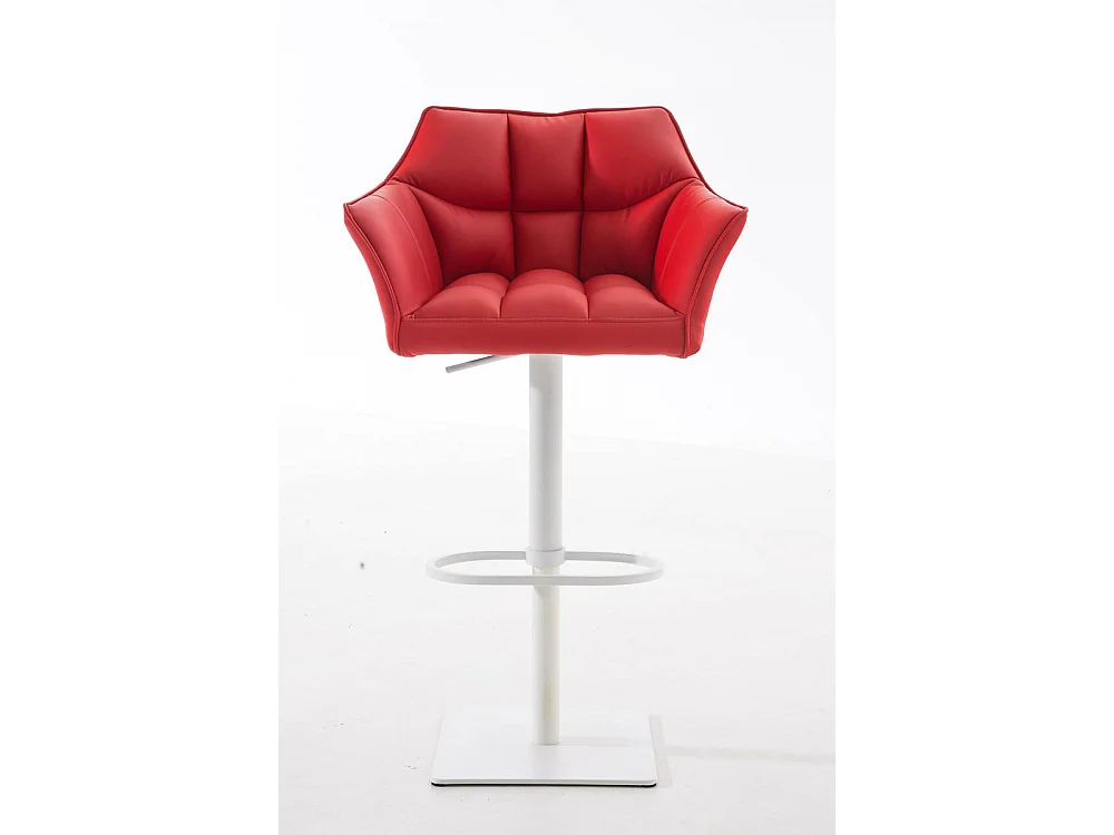 Tabouret de bar - Similicuir & Blanc - Rouge - Damaso