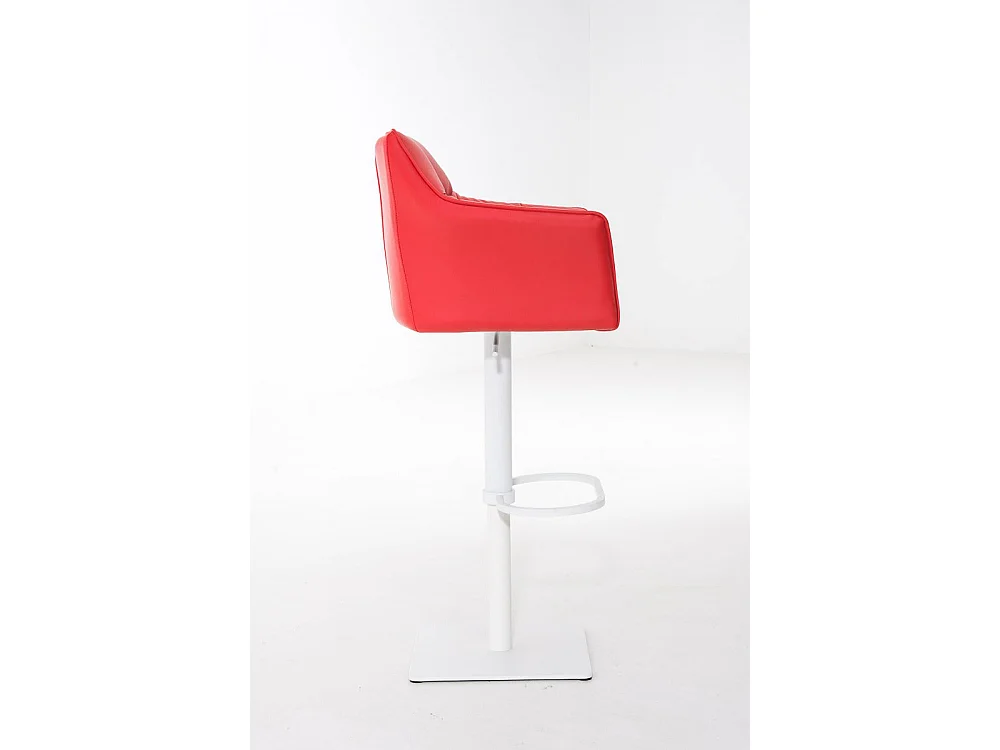 Tabouret de bar - Similicuir & Blanc - Rouge - Damaso