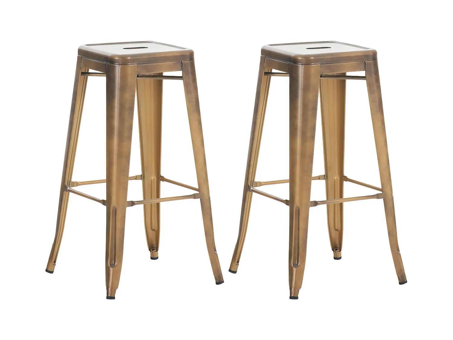 Lot de 2  Tabouret de bar - Métal & Chrome - Or - Joshua