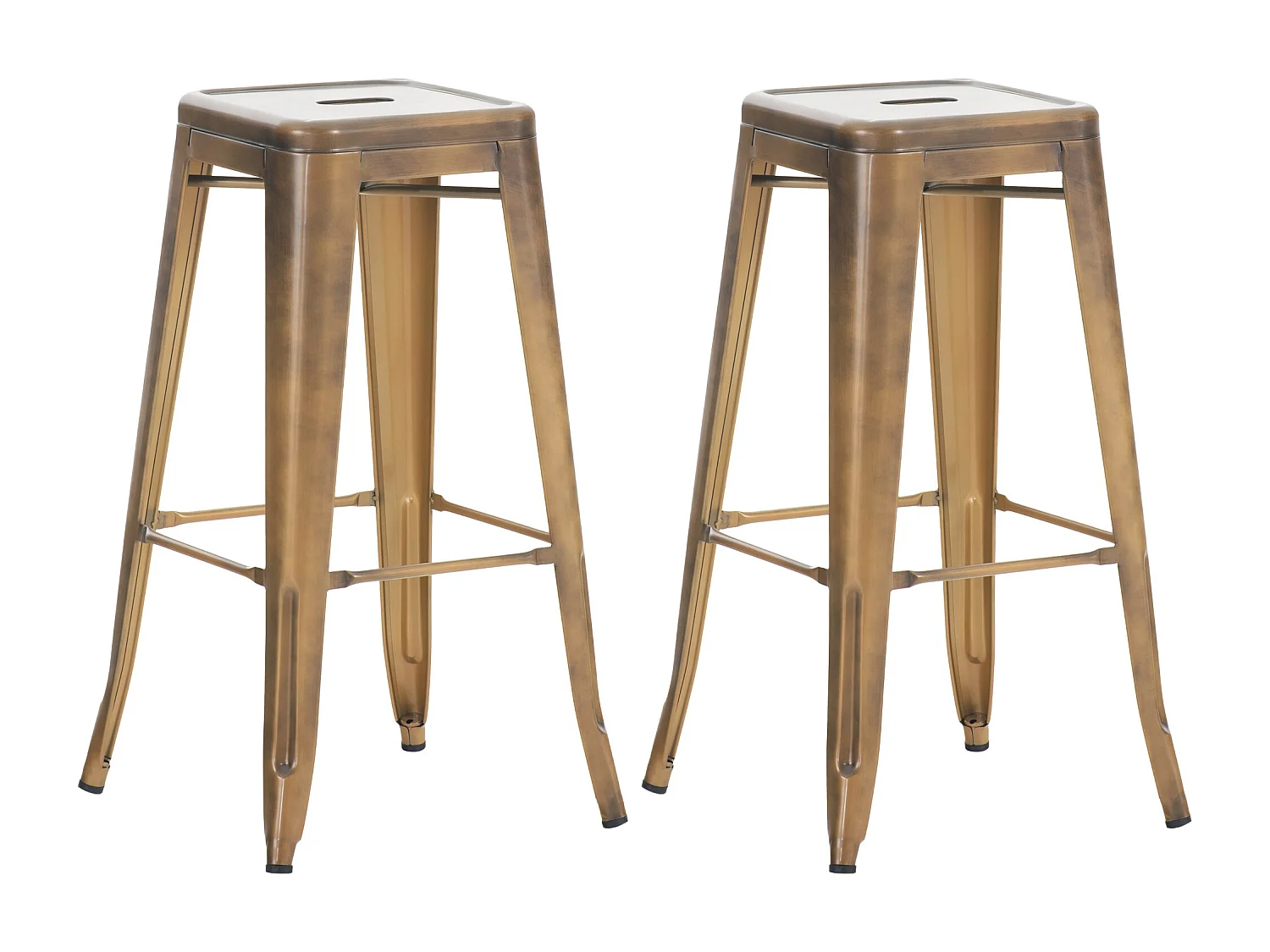 Lot de 2  Tabouret de bar - Métal & Chrome - Or - Joshua