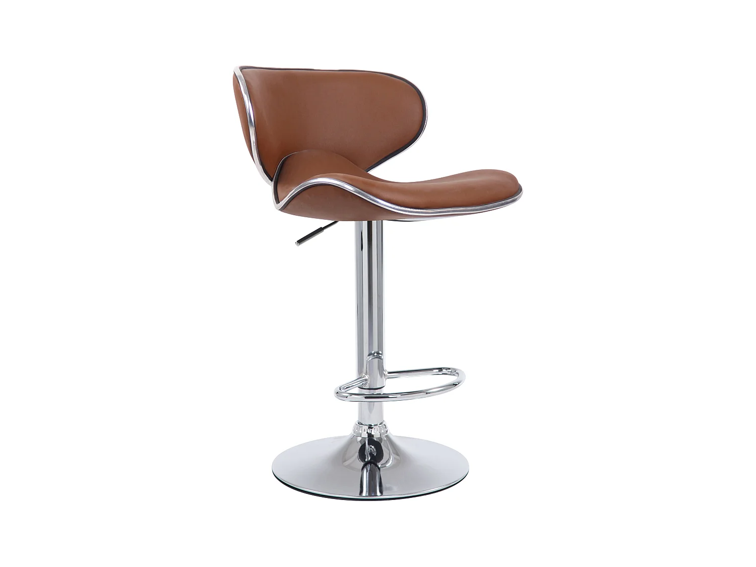 Lot de 2  Tabouret de bar - Similicuir & Chrome - Marron clair - Las Vegas v2