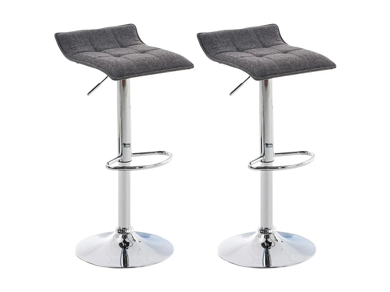 Lot de 2  Tabouret de bar - Tissu & Métal chromé - Gris clair - Madison
