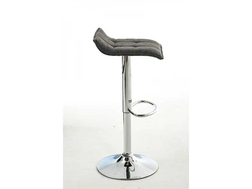 Lot de 2  Tabouret de bar - Tissu & Métal chromé - Gris clair - Madison
