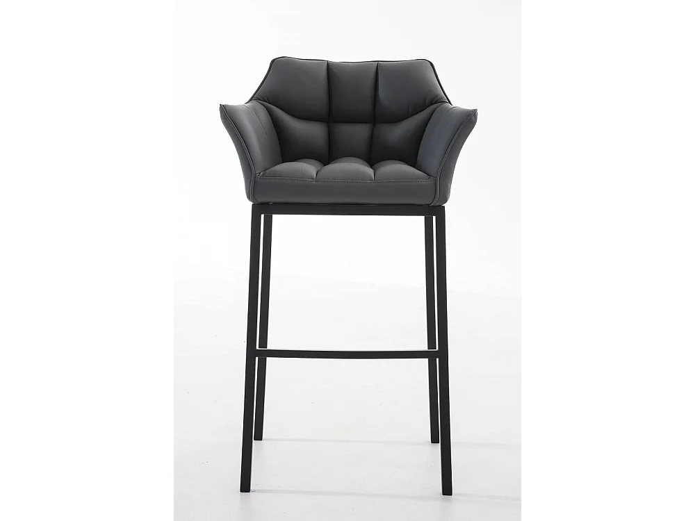 Lot de 2  Tabouret de bar - Similicuir & Noir - Gris - DAMASO