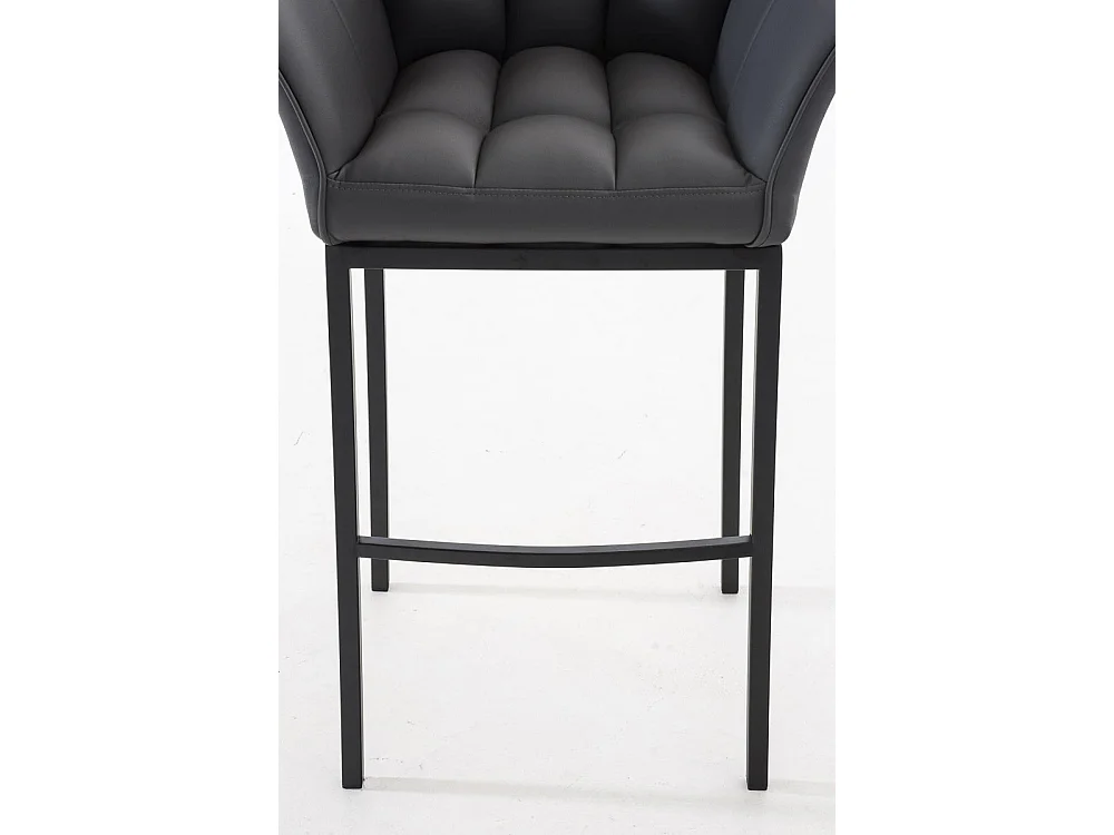 Lot de 2  Tabouret de bar - Similicuir & Noir - Gris - DAMASO