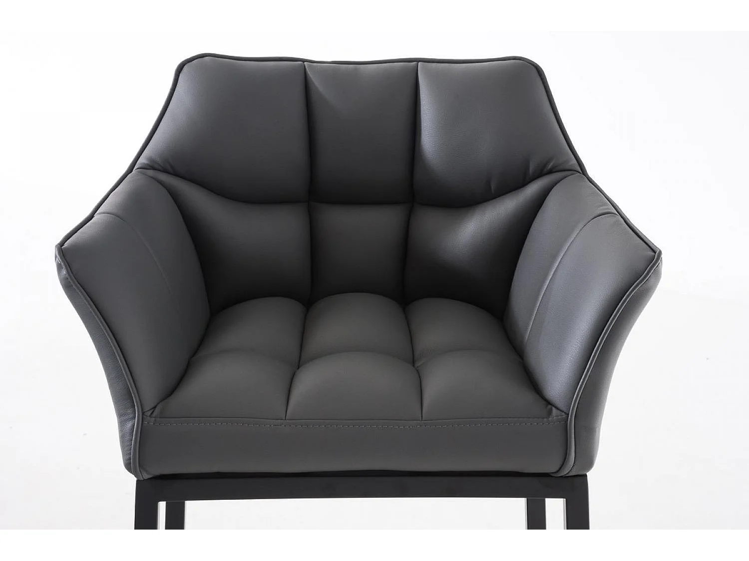 Lot de 2  Tabouret de bar - Similicuir & Noir - Gris - DAMASO