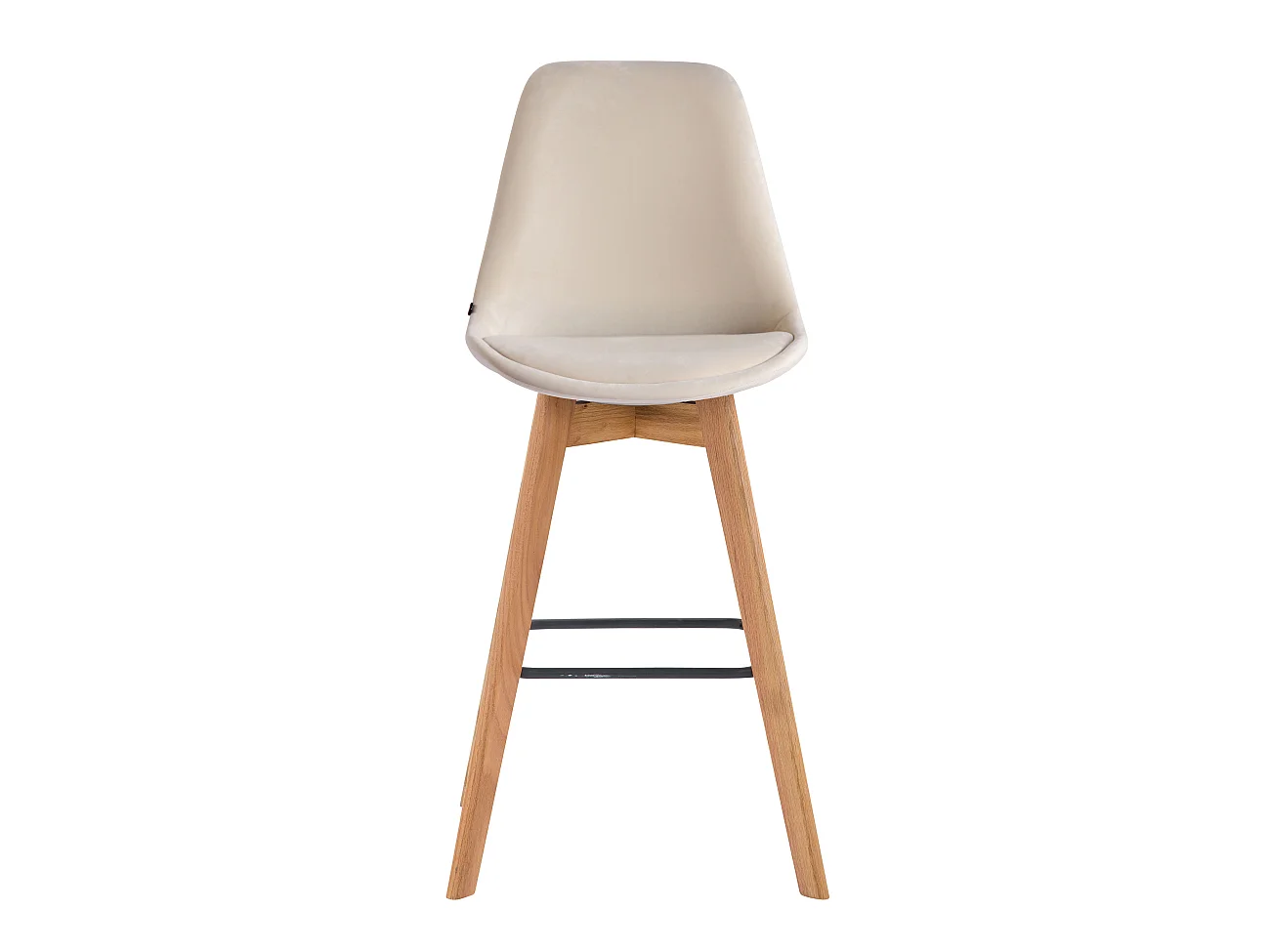 Tabouret de bar - Velours & Bois - Crème - Metz