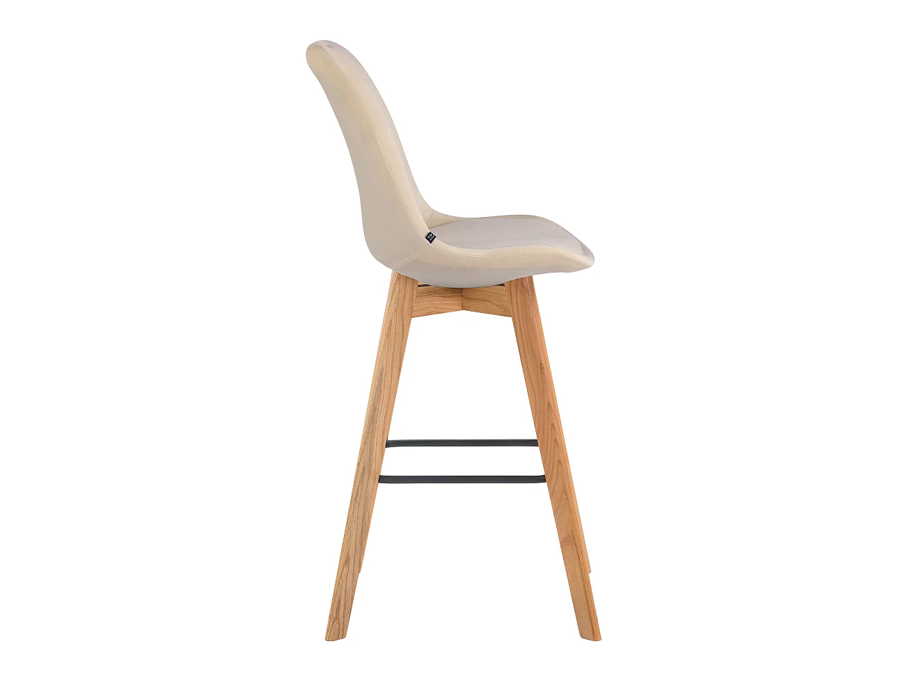 Tabouret de bar - Velours & Bois - Crème - Metz