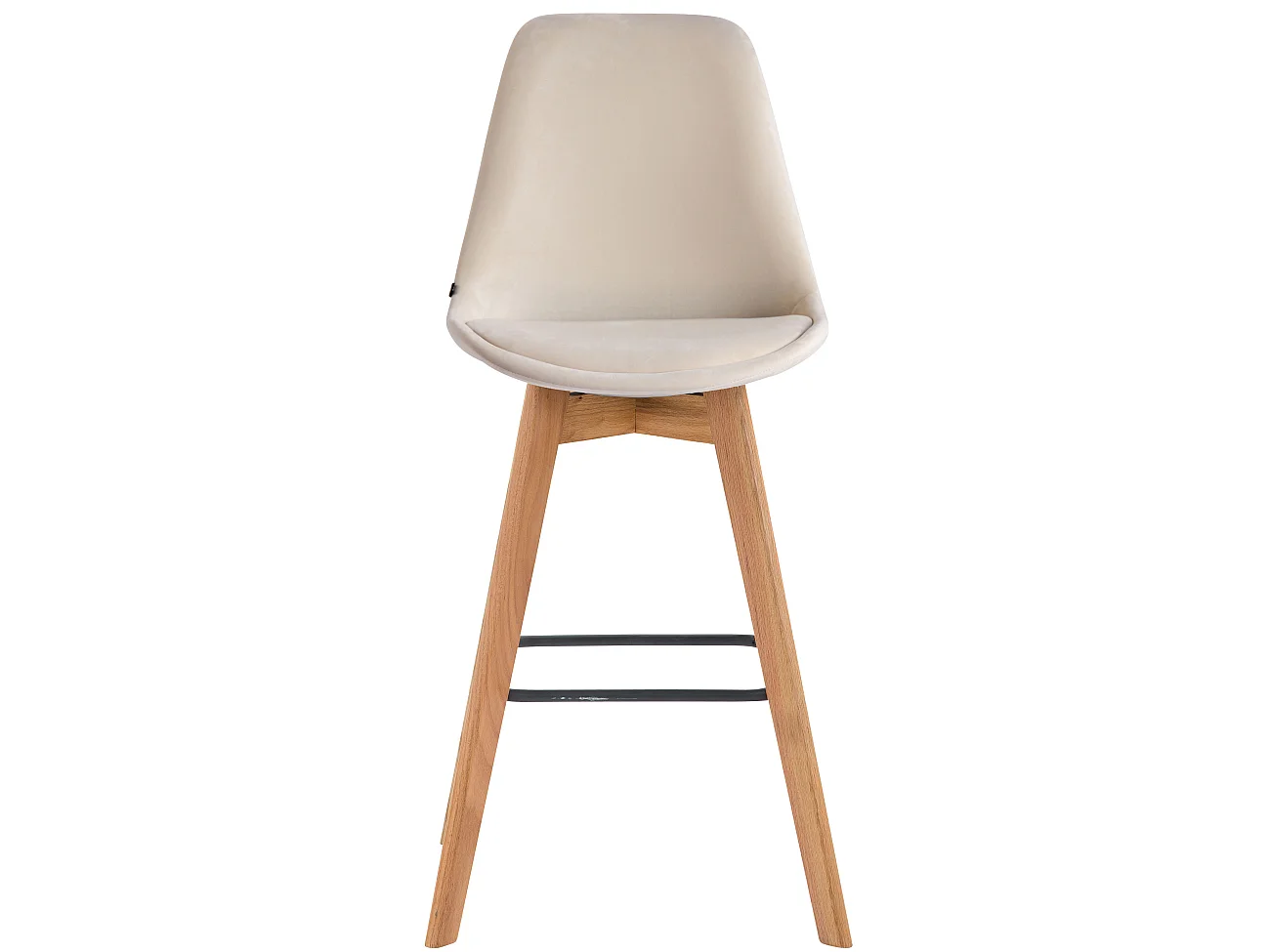 Tabouret de bar - Velours & Bois - Crème - Metz