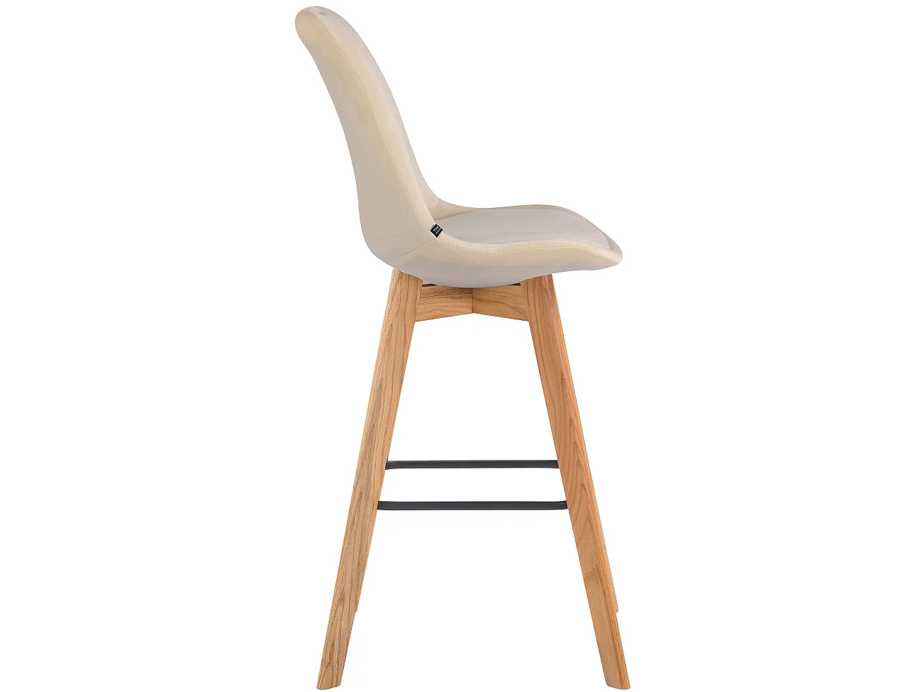 Tabouret de bar - Velours & Bois - Crème - Metz