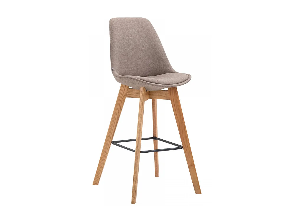 Tabouret de bar - Tissu & Bois - Taupe - Metz