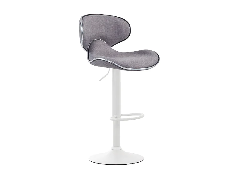 Tabouret de bar - Tissu & Blanc - Gris clair - Las Vegas V2