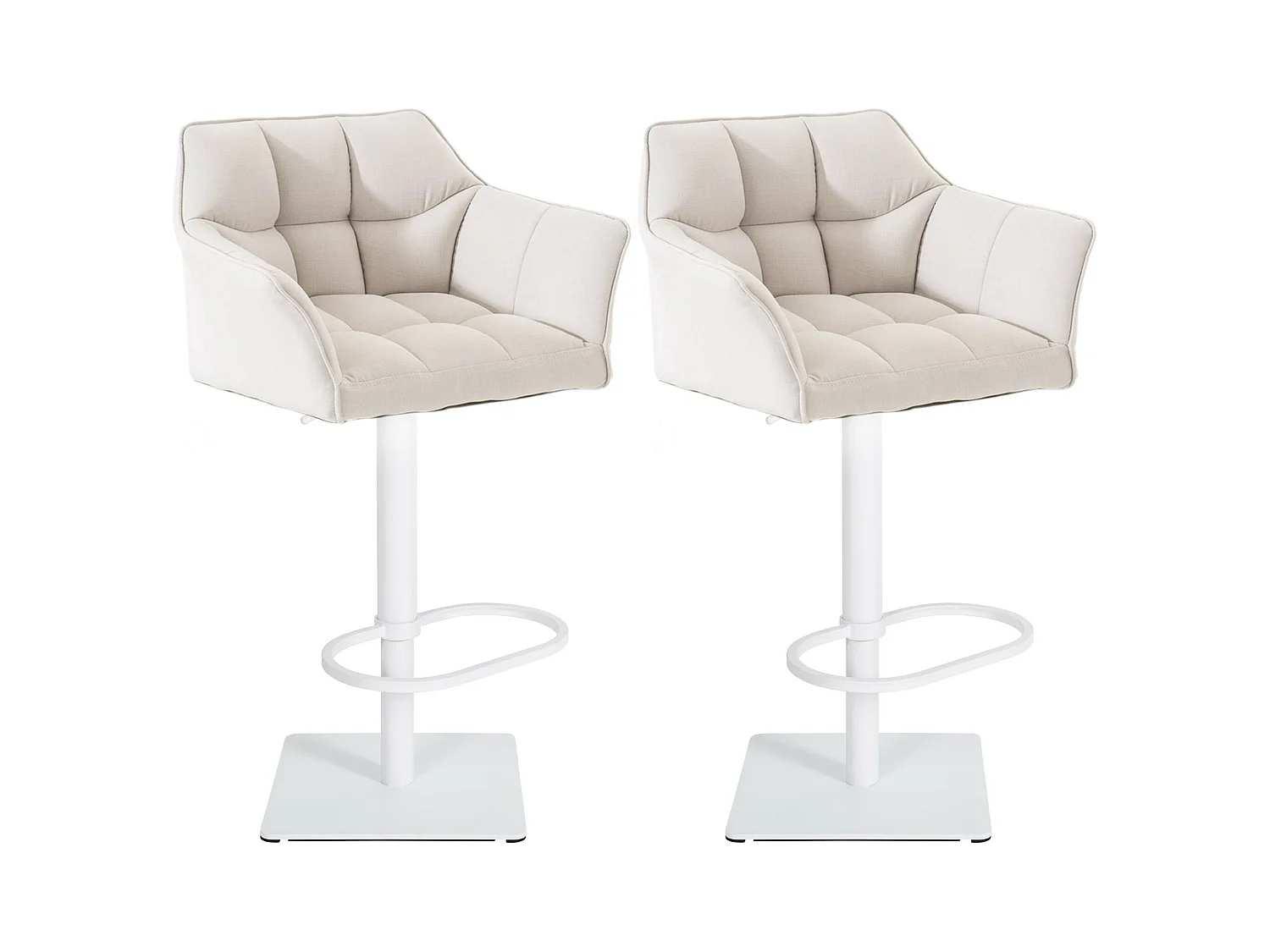 Lot de 2  Tabouret de bar - Tissu & Blanc - Blanc - Damaso