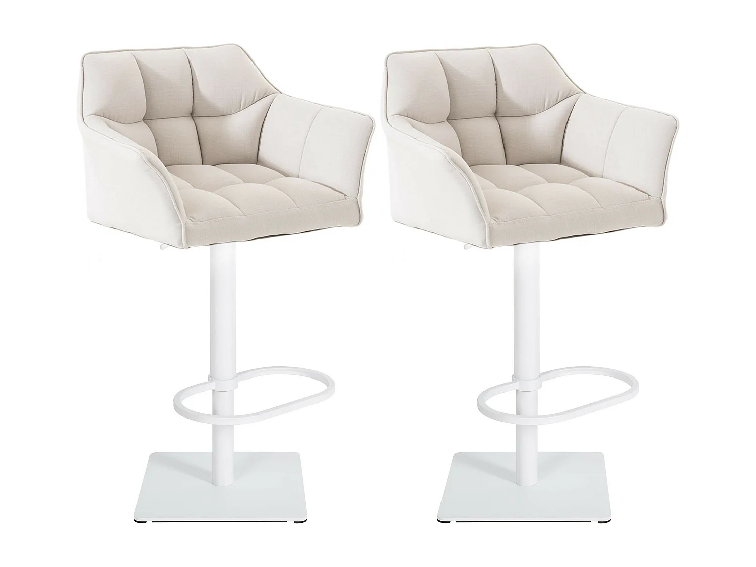 Lot de 2  Tabouret de bar - Tissu & Blanc - Blanc - Damaso