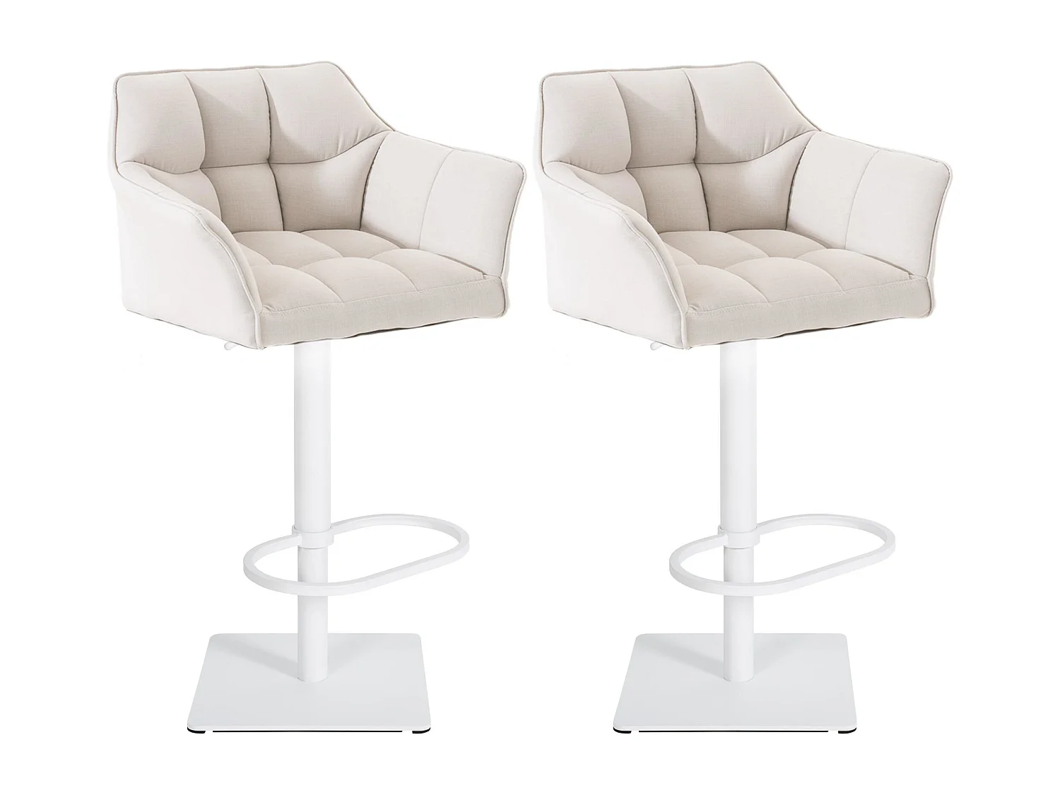Lot de 2  Tabouret de bar - Tissu & Blanc - Blanc - Damaso