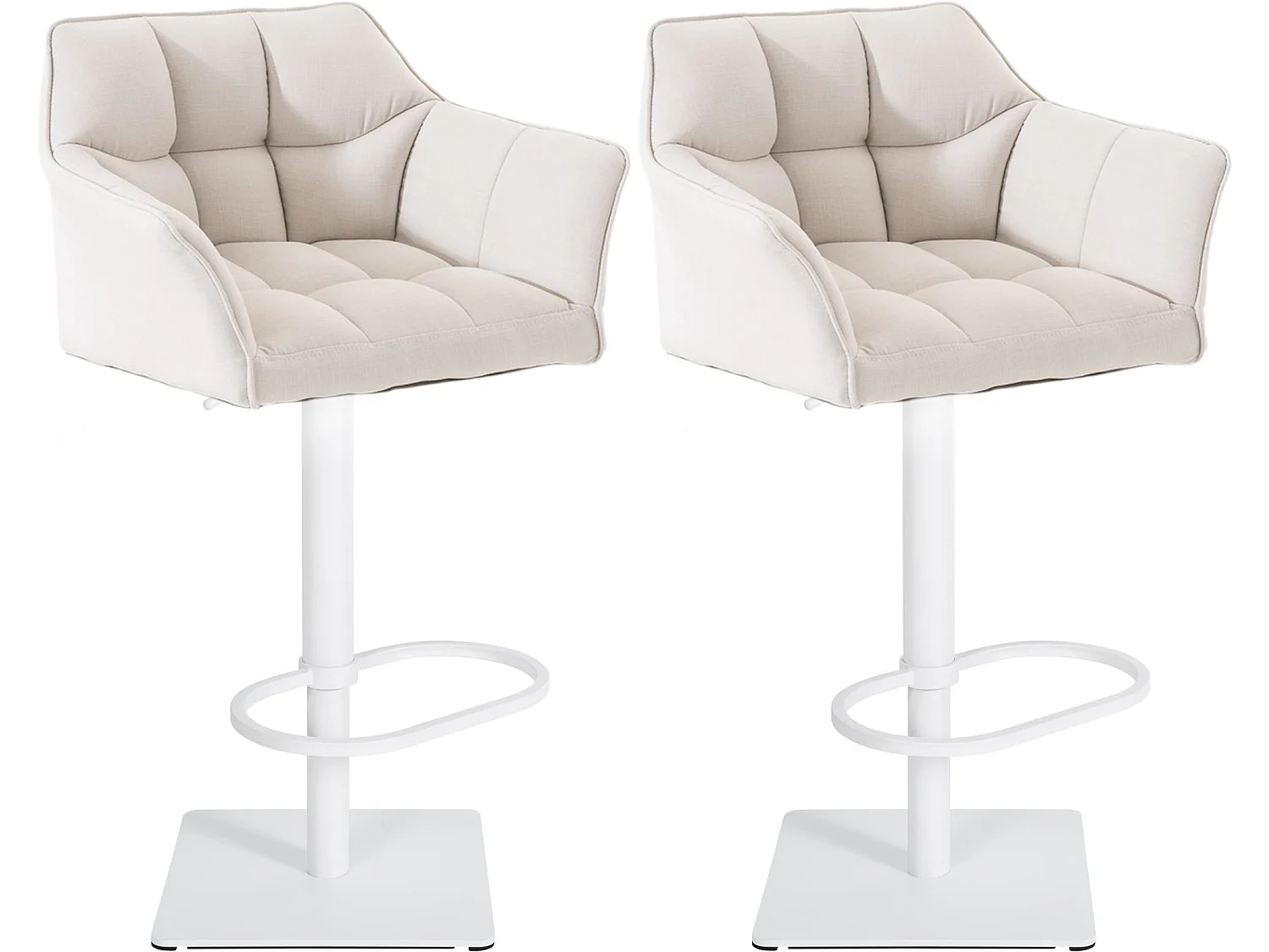 Lot de 2  Tabouret de bar - Tissu & Blanc - Blanc - Damaso