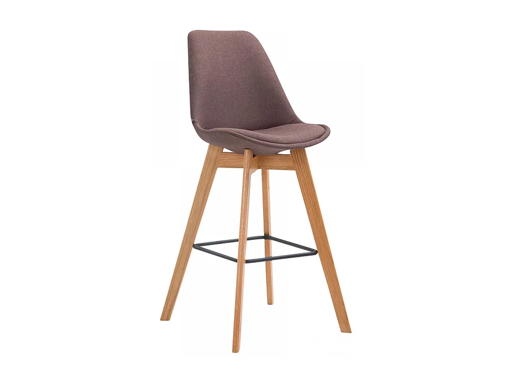Tabouret de bar - Tissu & Bois - Marron - Metz