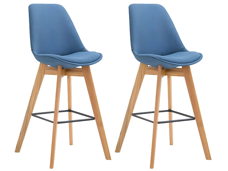 Lot de 2  Tabouret de bar - Tissu & Bois - Bleu - Metz